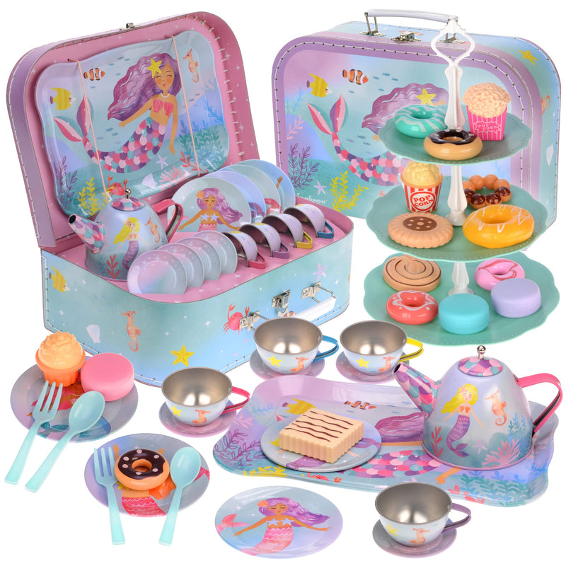 42-piece tea service set for young girls tin tea set children