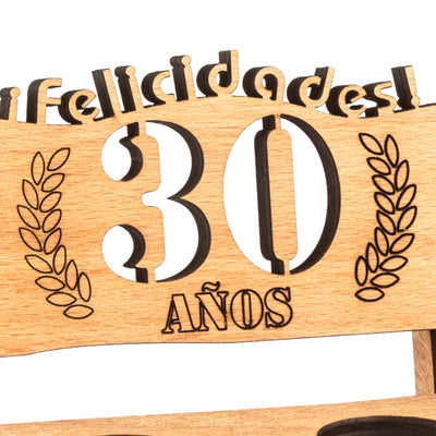 Liquor bench with year number, wooden laurel wreath with number engraving, gift for the 50th