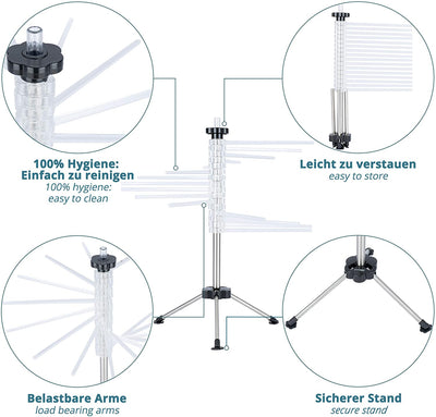 SMARTPEAS NOODLE DRYER - NOODLE STAND FOR DRYING YOUR PASTA - WITH 16 ARMS EVERY NOODLE FITS ON THE DRYING STAND