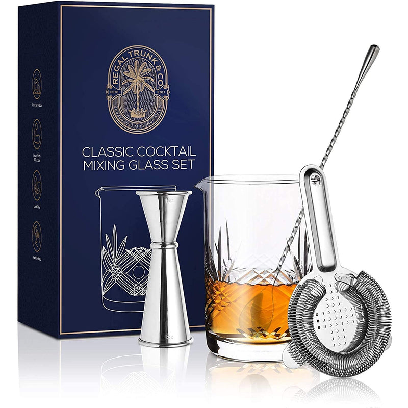 SHELF TRUNK &amp; CO. CLASSIC COCKTAIL STIRRING GLASS SET - SEAMLESS WEIGHTED