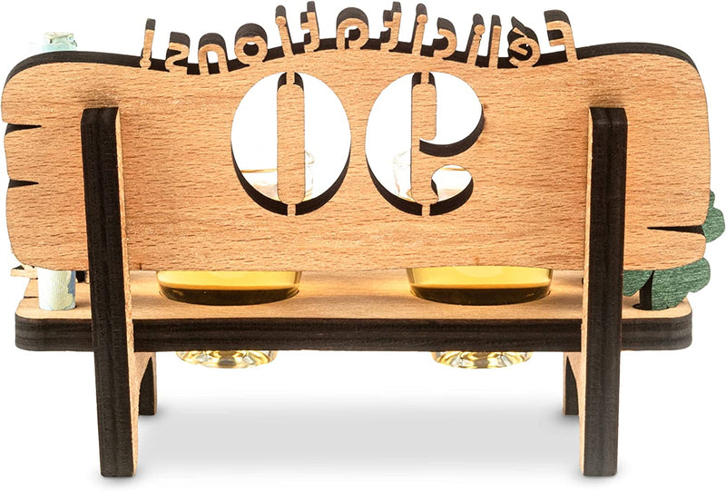 Liquor bench with year number, wooden laurel wreath with number engraving, gift for the 50th