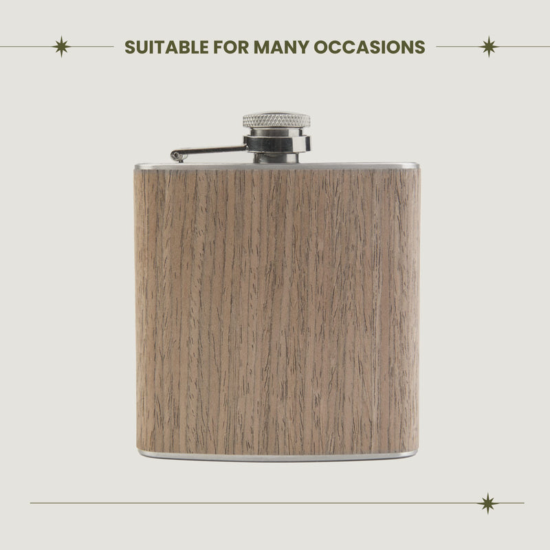 Wooden Hip Flask With Stainless Steel And Screw Cap 6oz Original And Funny