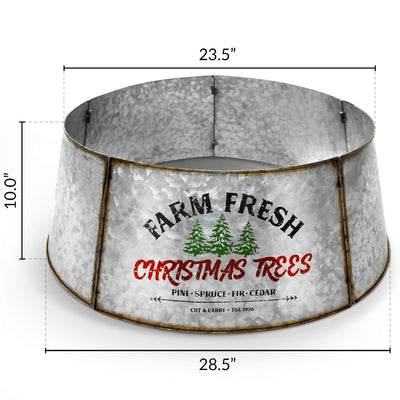 HILOPS GALVANIZED CHRISTMAS TREE SKIRT - LARGE AND SMALL CHRISTMAS TREES - ADJUSTABLE METAL RING