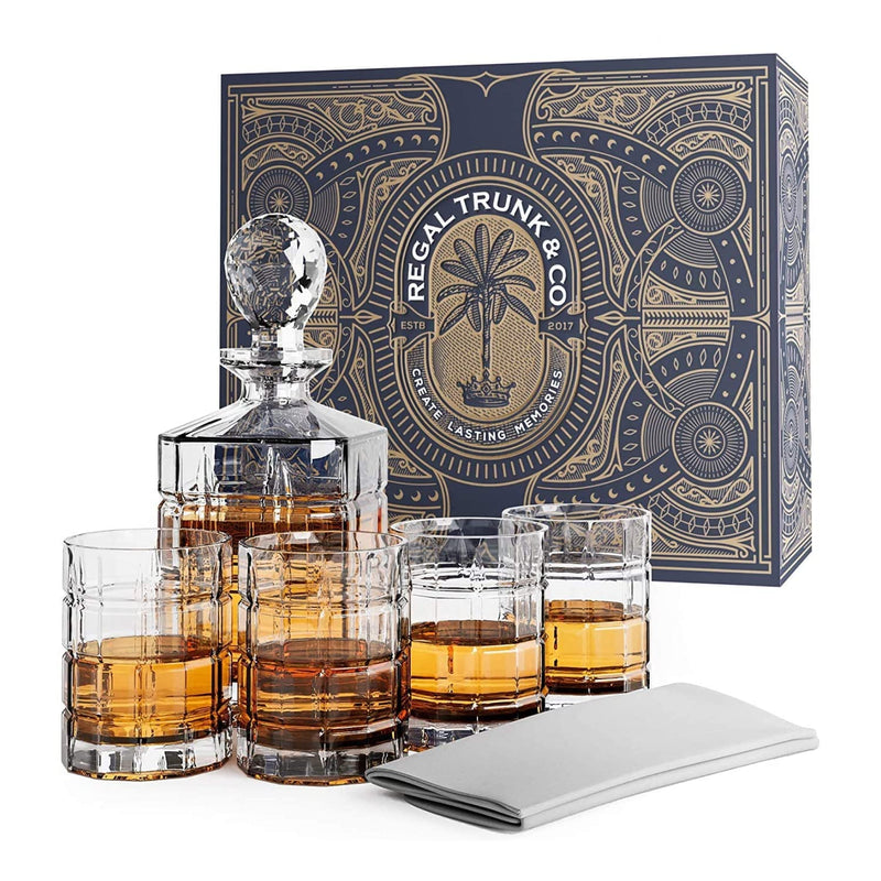 Regal Trunk Co Whiskey Decanter Sets 4 Imperial Tumblers Whiskey Decanter Glass