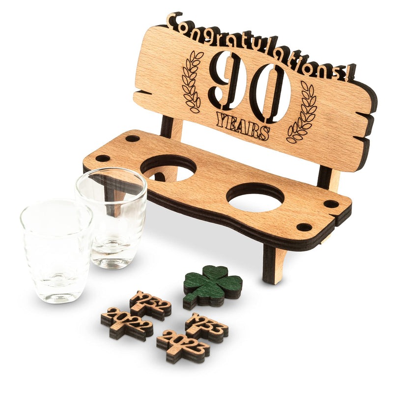 Liquor bench with year number, wooden laurel wreath with number engraving, gift for the 50th