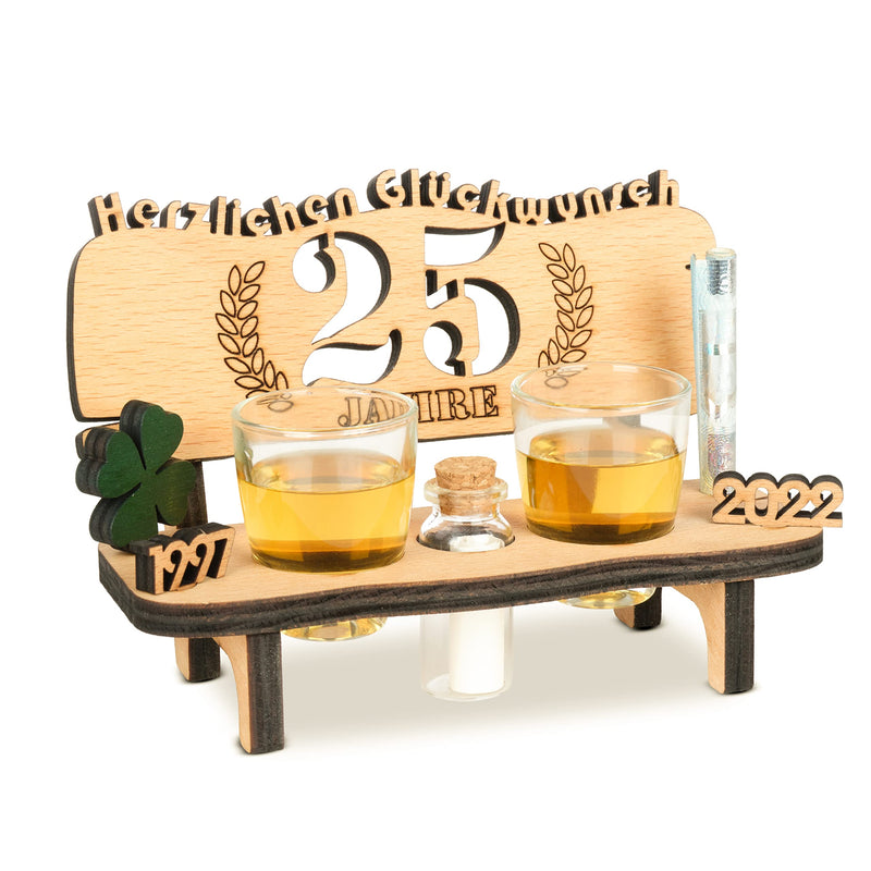 Liquor bench with year number, wooden laurel wreath with number engraving, gift for the 50th