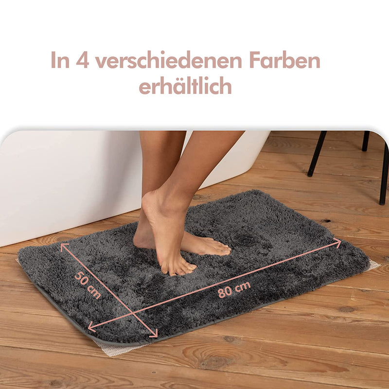 TRANQUILBEAUTY LUXURIOUS GRAY BATH MAT | NON-SLIP MICROFIBER BATH MAT 50X80 CM | SUPER SOFT