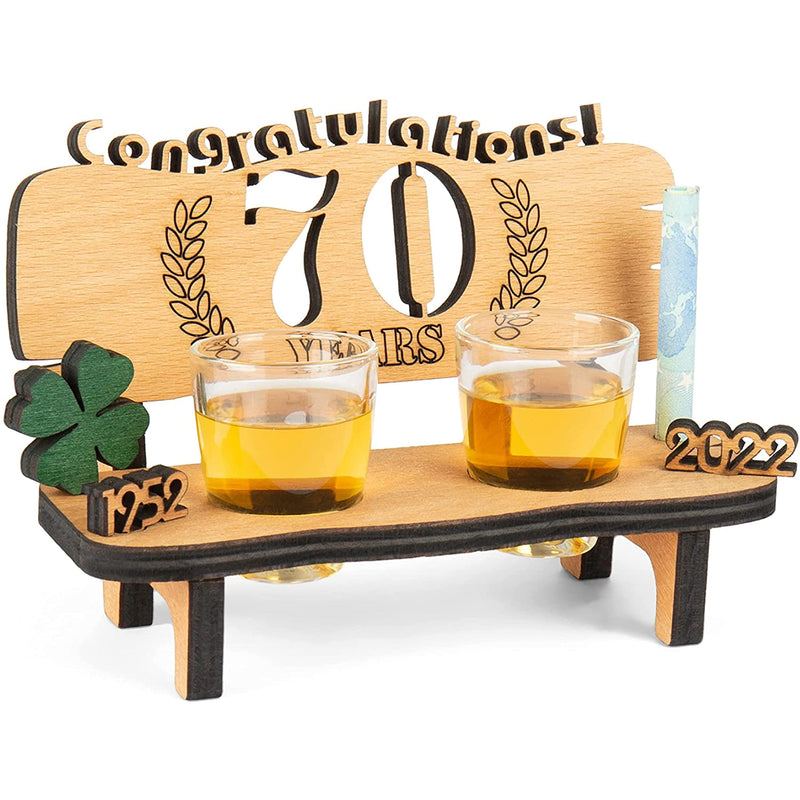 Liquor bench with year number, wooden laurel wreath with number engraving, gift for the 50th