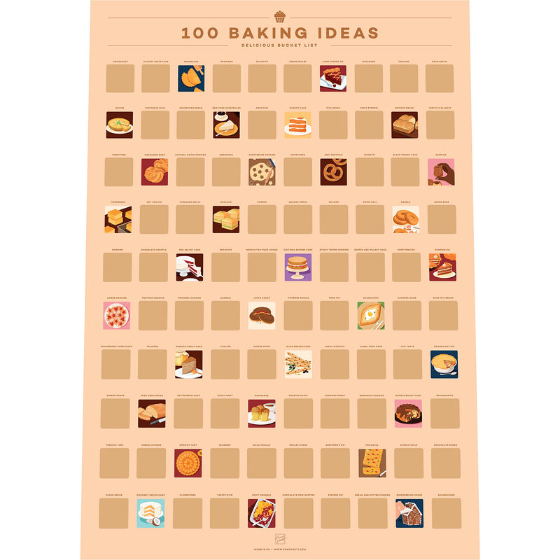 ENNO VATTI 100 BAKING IDEAS SCRATCH OFF POSTER – BUCKET LIST FOR BAKING AT HOME