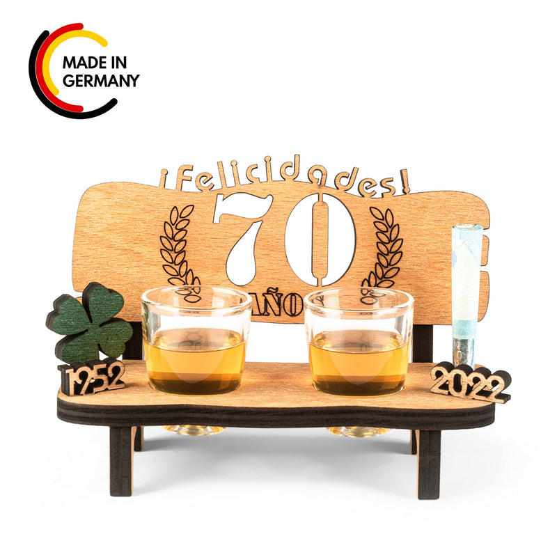 Liquor bench with year number, wooden laurel wreath with number engraving, gift for the 50th