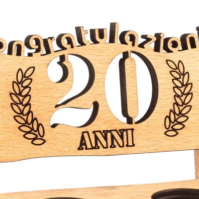 Liquor bench with year number, wooden laurel wreath with number engraving, gift for the 50th