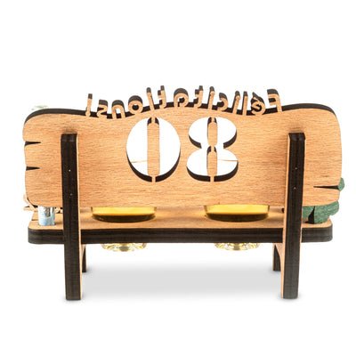 Liquor bench with year number, wooden laurel wreath with number engraving, gift for the 50th