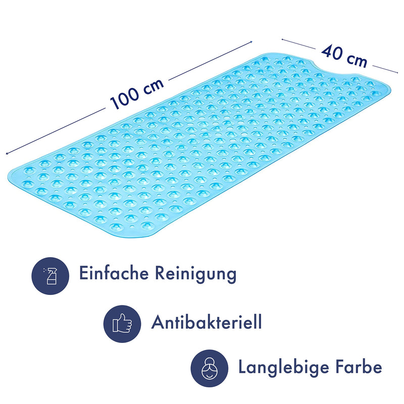 Non-Slip Extra Long Bath Mat With Suction Cups 100x40cm/40x16in