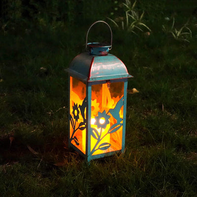 STEADYDOGGIE SOLAR LANTERN FOR OUTDOOR - BRIGHT FLICKERING LED CANDLE - TABLE AND HANGING LAMP - INDOOR AND OUTDOOR - EXTRA METAL LANTERN IN ANTIQUE STYLE - LIGHT BLUE