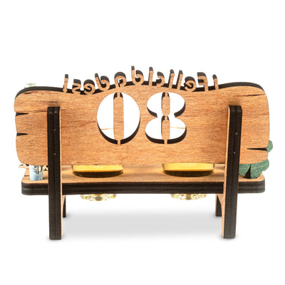 Liquor bench with year number, wooden laurel wreath with number engraving, gift for the 50th