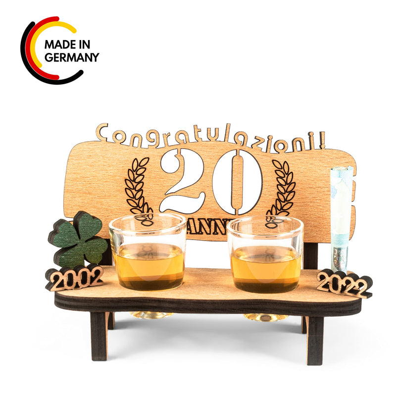 Liquor bench with year number, wooden laurel wreath with number engraving, gift for the 50th