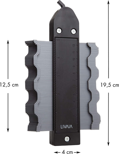 LIVAIA CONTOUR GAUGE WITH CLAMPING LEVER: CONTOUR GAUGE CONTOUR DUPLICATION TOOL - MARKING AID