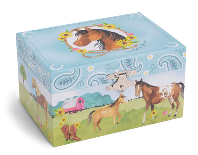 Music box jewelry box for girls with rotating unicorn rainbow