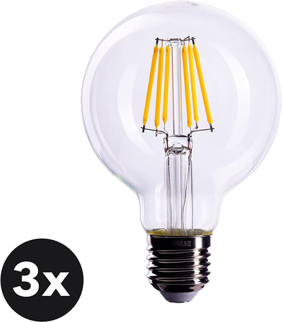 High-quality 3 x filament light bulb E27 socket 6w replaces 60w bulb warm white