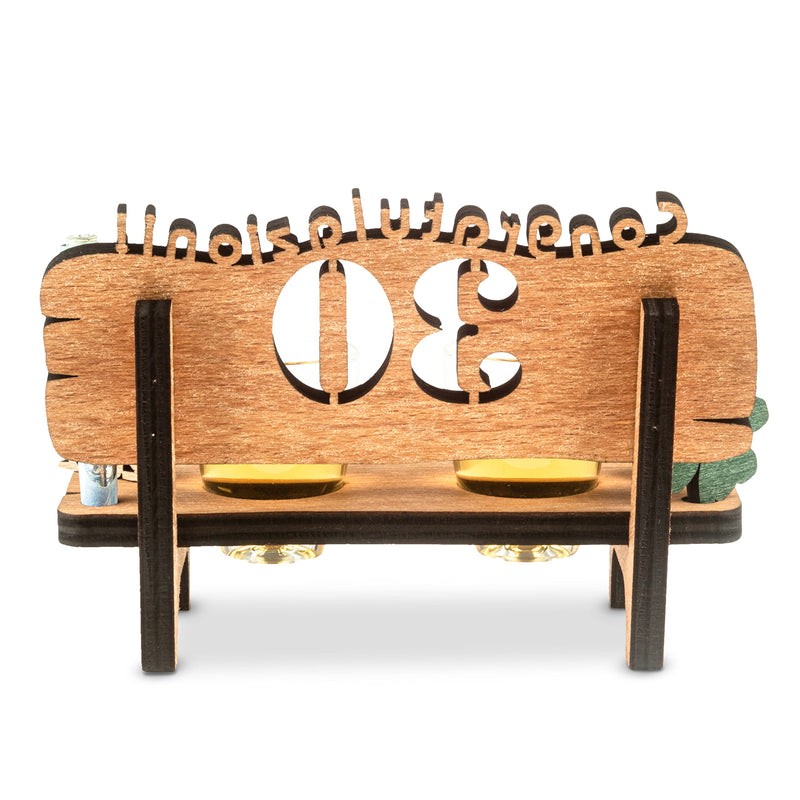 Liquor bench with year number, wooden laurel wreath with number engraving, gift for the 50th