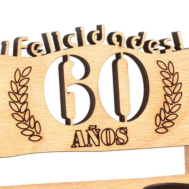 Liquor bench with year number, wooden laurel wreath with number engraving, gift for the 50th