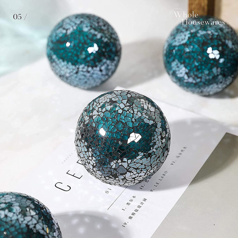 Decorative balls set of 5 glass mosaic balls diameter 76 cm