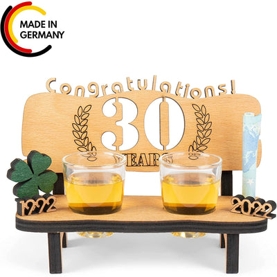 Liquor bench with year number, wooden laurel wreath with number engraving, gift for the 50th