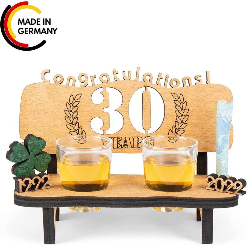 Liquor bench with year number, wooden laurel wreath with number engraving, gift for the 50th