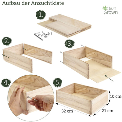 Seed growing set with wooden box and 8 types of plants seeds children's growing set