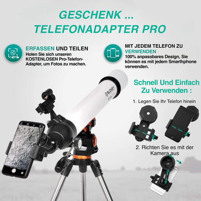 Telescope Astronomy Portable and Powerful 20x250x Easy to Assemble