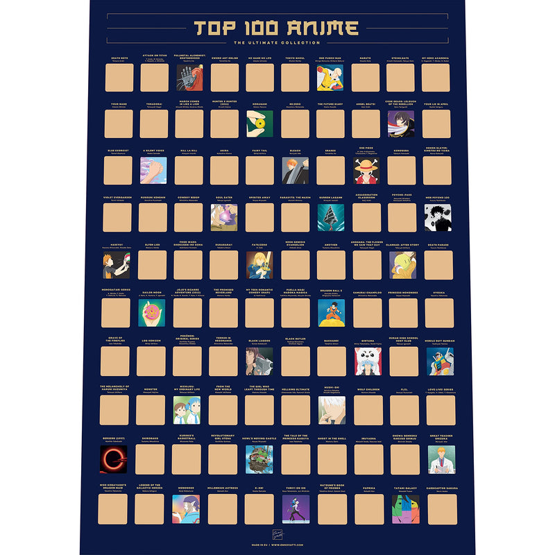 ENNO VATTI TOP 100 ANIME SCRATCH OFF POSTER - SCRATCH OFF POSTER OF THE BEST JAPANESE ANIMATIONS OF ALL TIME