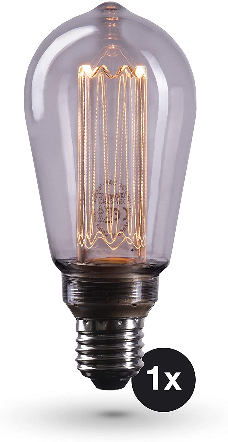 Smoky Edison Illusion Filament Light Bulb E27 Socket In Smoked Glass Look