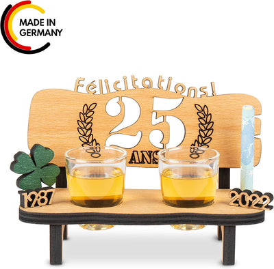 Liquor bench with year number, wooden laurel wreath with number engraving, gift for the 50th