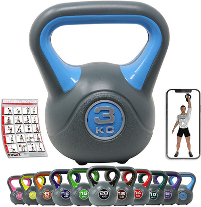 Kettlebell plastic 220 kg including workout I kettlebell in various colors