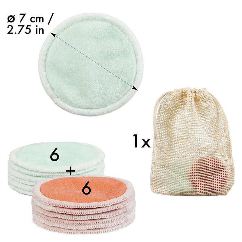 LIVAIA WASHABLE MAKE-UP REMOVER PADS: 12 WASHABLE MAKE-UP REMOVER PADS WITH LAUNDRY BAG –