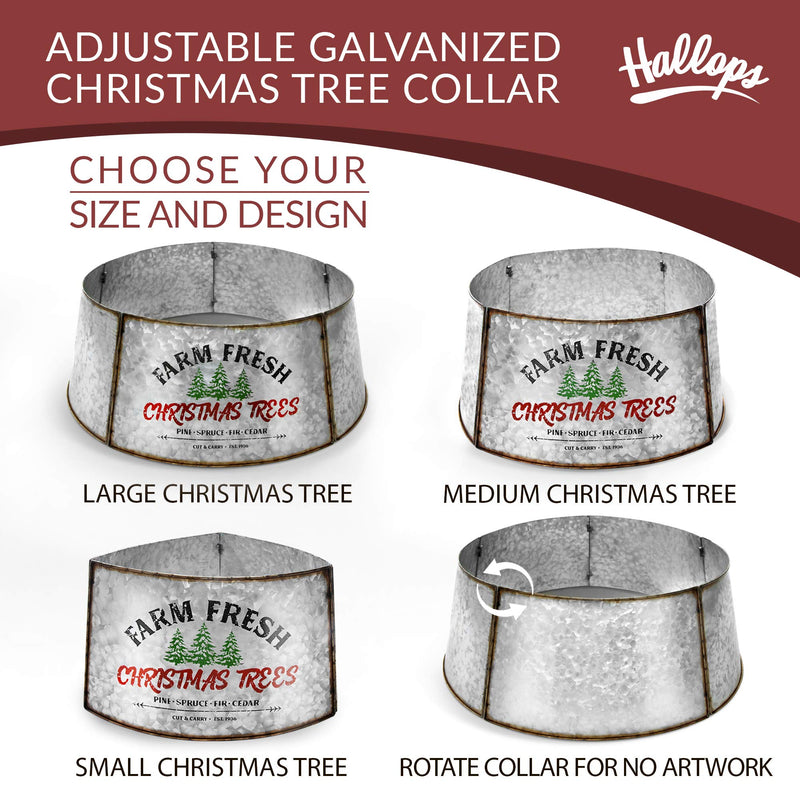 HILOPS GALVANIZED CHRISTMAS TREE SKIRT - LARGE AND SMALL CHRISTMAS TREES - ADJUSTABLE METAL RING