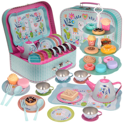 42-piece tea service set for young girls tin tea set children