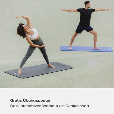 Gymnastics mat yoga mat (black 183 x 60 x 1 cm) including exercise poster