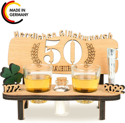 Liquor bench with year number, wooden laurel wreath with number engraving, gift for the 50th