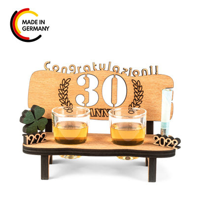 Liquor bench with year number, wooden laurel wreath with number engraving, gift for the 50th