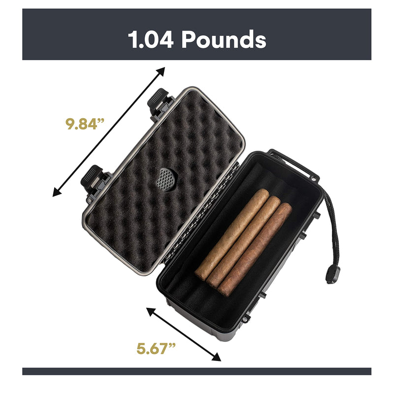 Cigar travel humidors with integrated humidifier disc for up to 15