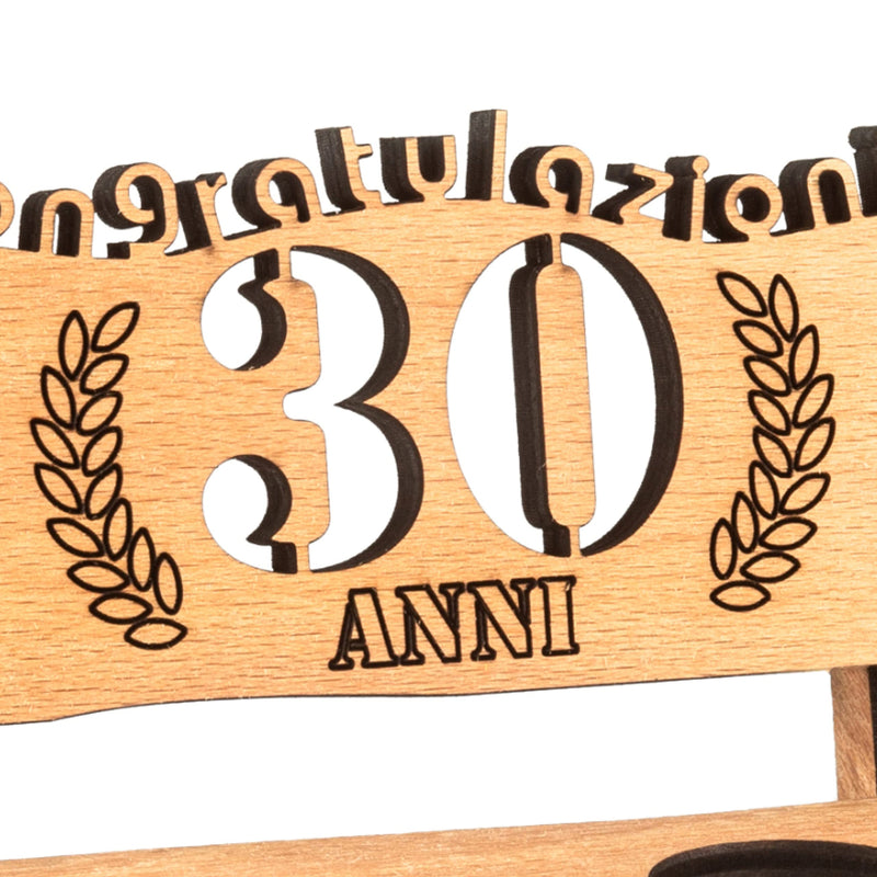 Liquor bench with year number, wooden laurel wreath with number engraving, gift for the 50th