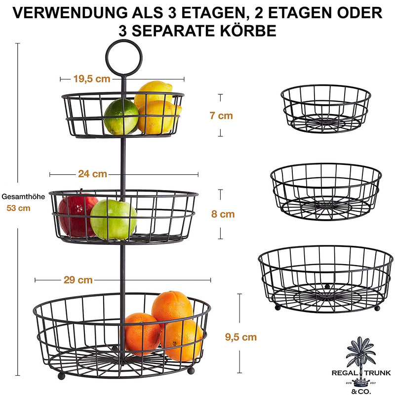 Regal Trunk Co 2 Tier Fruit Basket French Country Wire Baskets