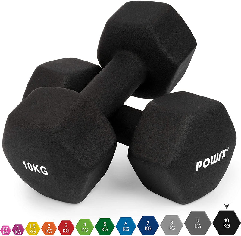 Hexagonal neoprene dumbbells 2 x 2 kg (pair) including workout I 05 10 kg I weights