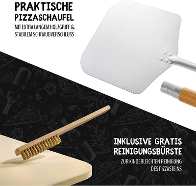 LIEBSPECHT ® HIGH-QUALITY PIZZA STONE AND PIZZA PANELS [FREE BRUSH] - SUITABLE FOR OVEN