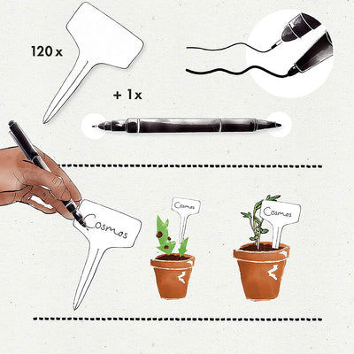 Plug-in labels for labeling plastic plant stakes with 120x