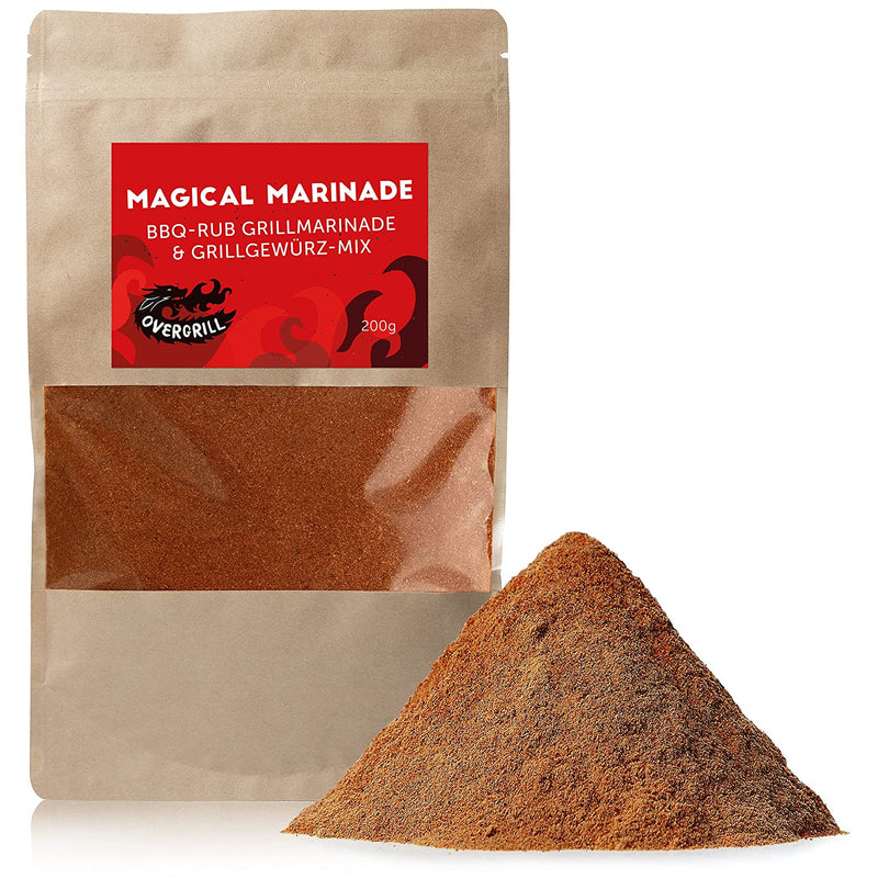 OVERGRILL PREMIUM BBQ RUB SPICE MIX: MAGICAL MARINADE BARBECUE MIX - 200G SMOKE BBQ SPICE MIX FOR CRISPY MARINADE FOR GRILLING AND FRYING - VEGAN