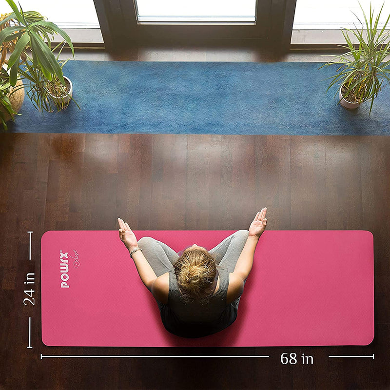 Deluxe Yoga Mat (Pink 173 x 61 x 05 cm) Non-Slip Tpe Environmentally Friendly |