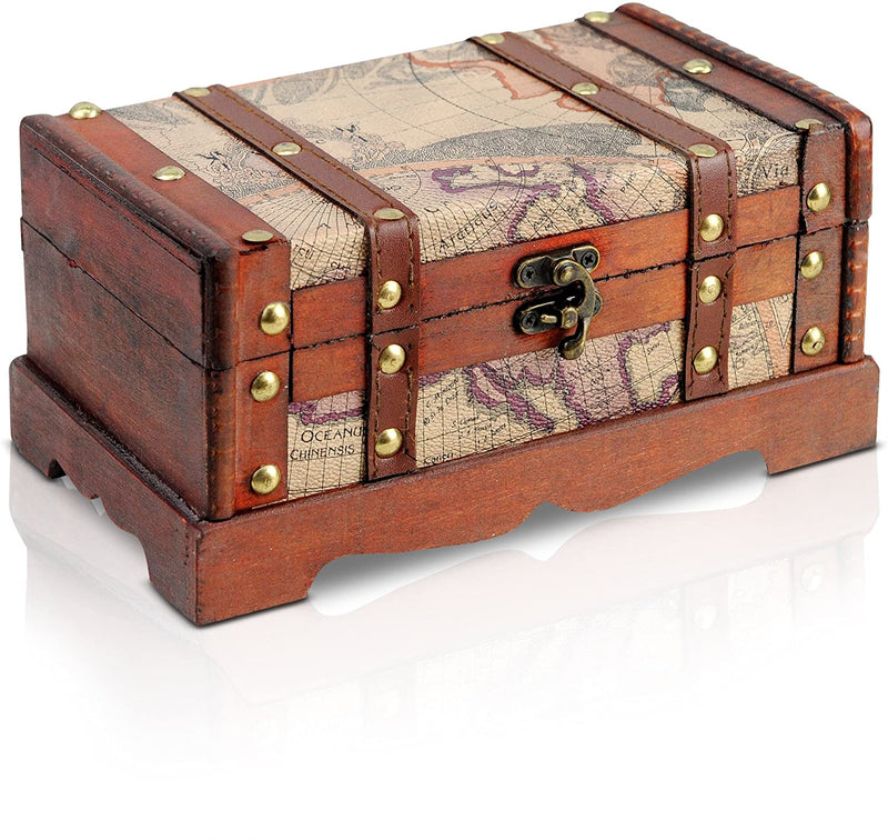 BRYNNBERG TREASURE CHEST 23X13X11CM WOODEN CHEST TREASURE CHEST BROWN PIRATE CHEST