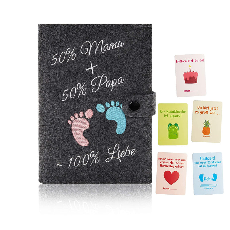 Maternity passport cover made of pure felt (light grey) stylish and durable